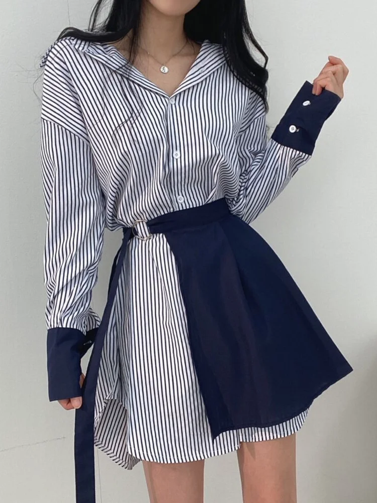 Fashionable Spring Stripe Shir - огляд і ціна Korean Style A Line Shirt Dress