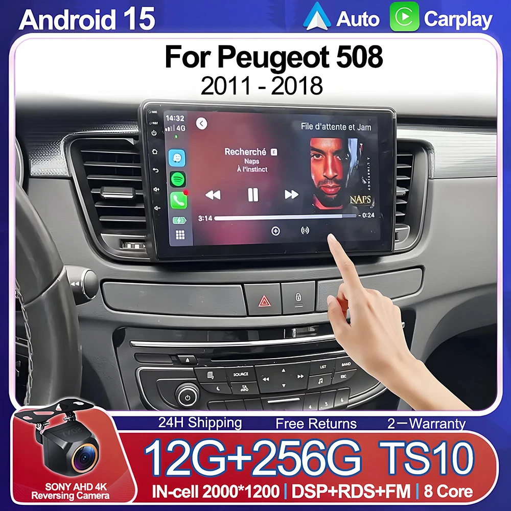 

CarPlay Android Android 15 For Peugeot 508 2011 - 2018 Bluetooth USB Auto Radio WIFI No 2Din GPS Player Car Entertainment System