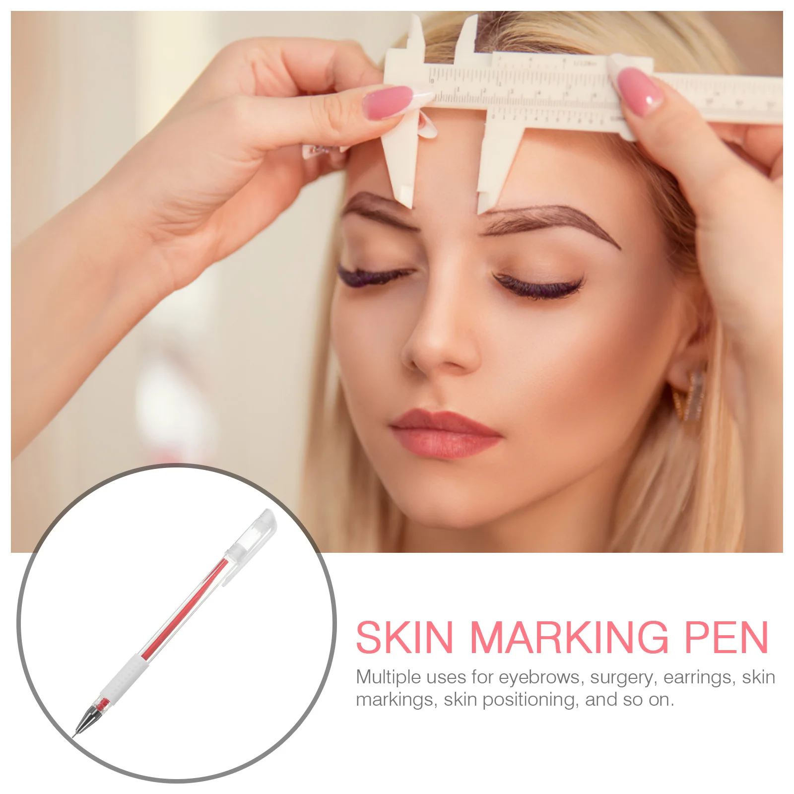 

3pcs Waterproof Marking Pen Skin Tattooing Position Sweat Proof Red Color Eyebrow Lip Line Drawing Tool Skin Markers