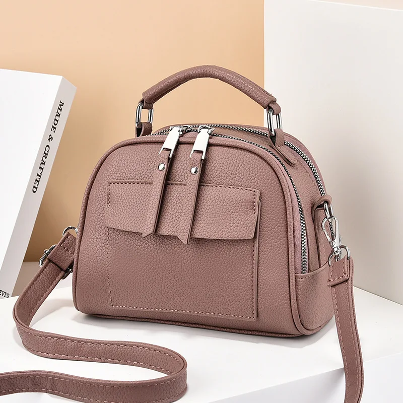 

TRAVEASY Fashion 2023 PU Leather Top-Handle Bags for Women Casual Female Shoulder Bags Solid Color Korean Version Crossbody Bags