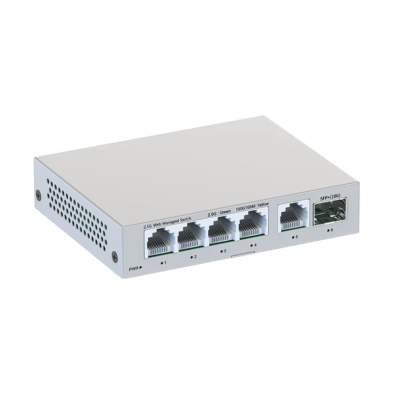 2,5 GbE Managed Switch 5 Port 2500 Mbit/s Netzwerk 10G SFP+ Slot Uplink Web Managed Link Aggregation Hub Internet Splitter