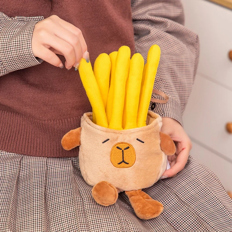 Cute Capybara Plush Toys Kawaii French Fries Kapibala Stuffed Doll Soft Plushies Pendant Room decor Toy Kids Birthday Xmas Gifts