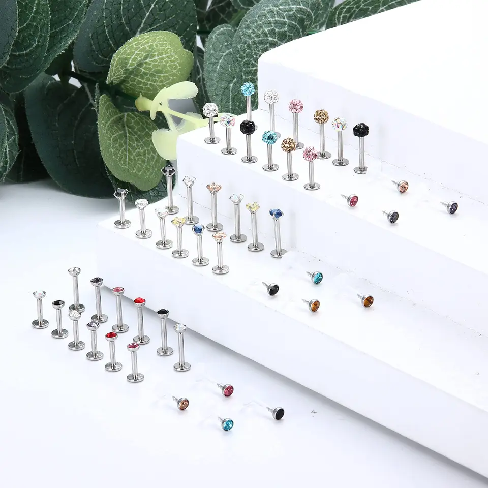 FECTAS - Lot De 12 Barres Labret Pour Piercing Lèvres - Acier Inoxydable 16G, Longueur 8mm - Pour Monroe, Medusa, Cartilage Lot Piercing 16g 8mm