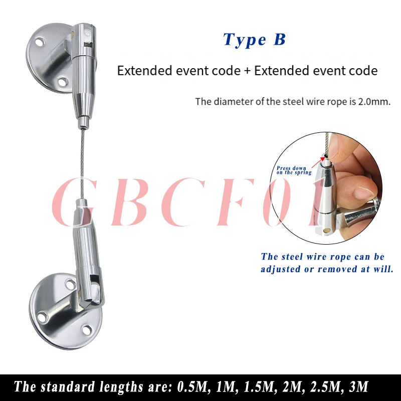 304 Stainless Steel Wire Rope Hanger with Self-Locking Buckle & Adjustable Mount – Curtain Cord, Bathroom Pull String 1.5mm 2mm