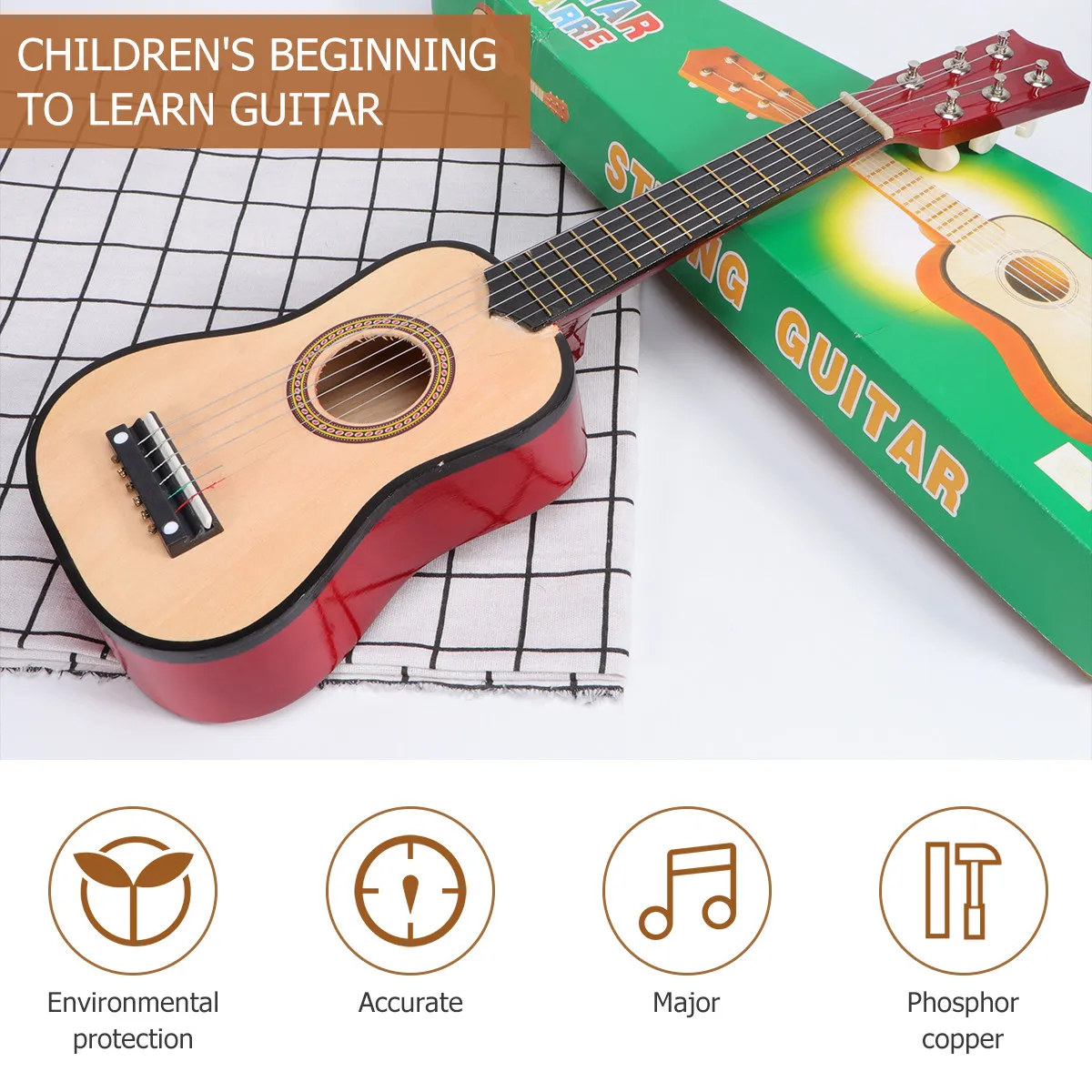 21Inch Children's Acoustic Folk Guitar Mini Portable Beginner Music Instrument for Kids Families Gifts Folk Guitar view 3
