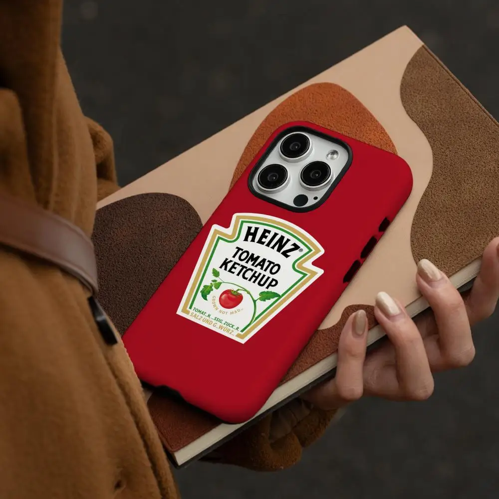 Чехол для телефона для iPhone 17, 16, 15, 14, 13, 12 Pro Max Plus, глянцевый HD двухслойный жидкий твердый корпус Heinzs, томатный кетчуп Чехол для телефона для iPhone 17, 16, 15, 14, 13, 12 Pro Max Plus, глянцевый HD двухслойный жидкий твердый корпус Heinzs, томатный кетчуп