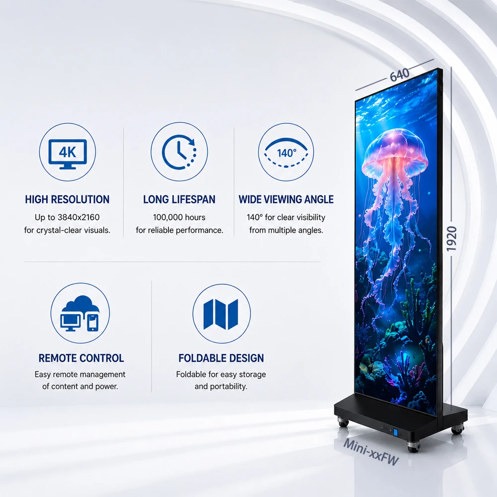 Customized Waterproof LED DisplayGQY P4 Floor Standing LED Poster For Exhibition Hall Brand Introduction Wall With High Resoluti