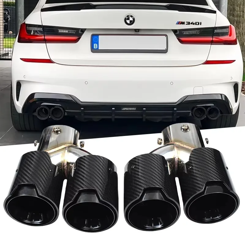 Pour BMW G20/G21/G22/G42 tuyau d'échappement de silencieux en Fiber de carbone mise à niveau M240i M340i M440i tuyau d'échappement avec quatre buses à pointe en Fiber de carbone