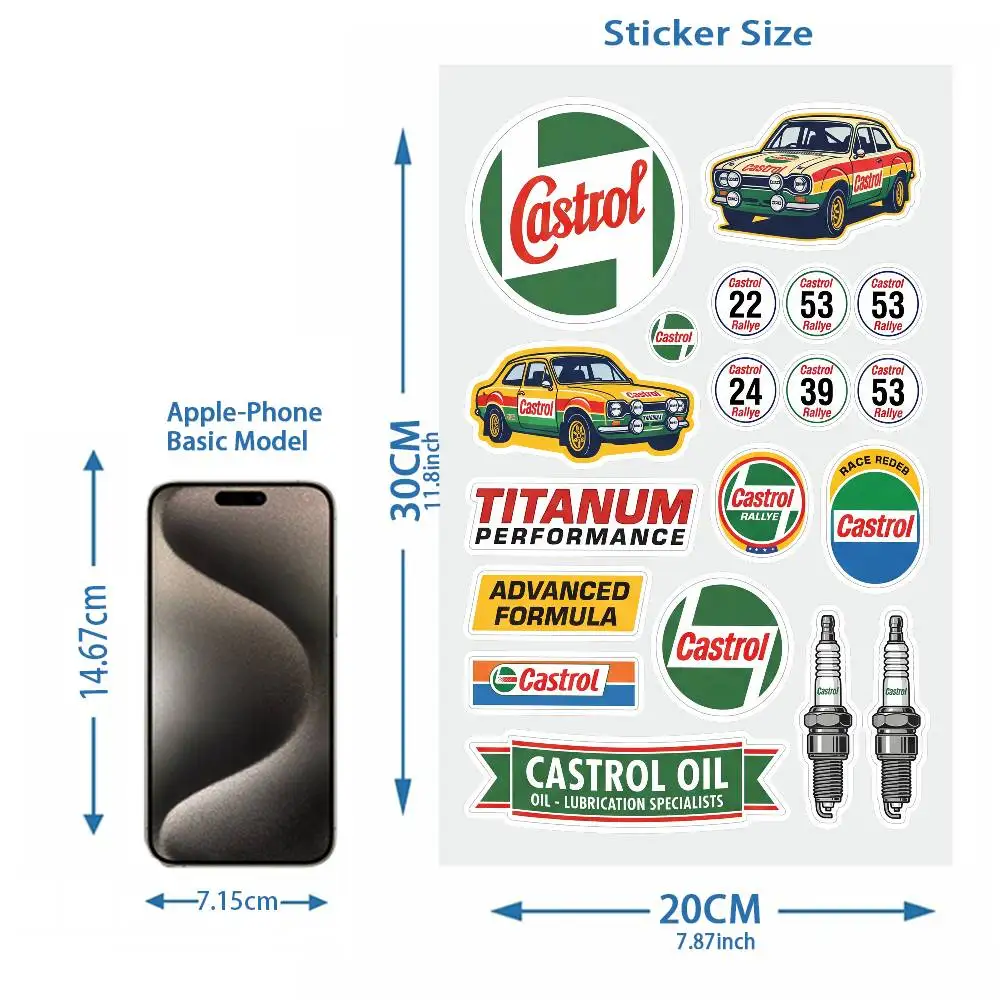 Vintage Rally Race Car Number Motor Oil Rally Decal Stickers Decals Vinyl for Motorcycle Helmet Car Bike Scooter Laptop Decor