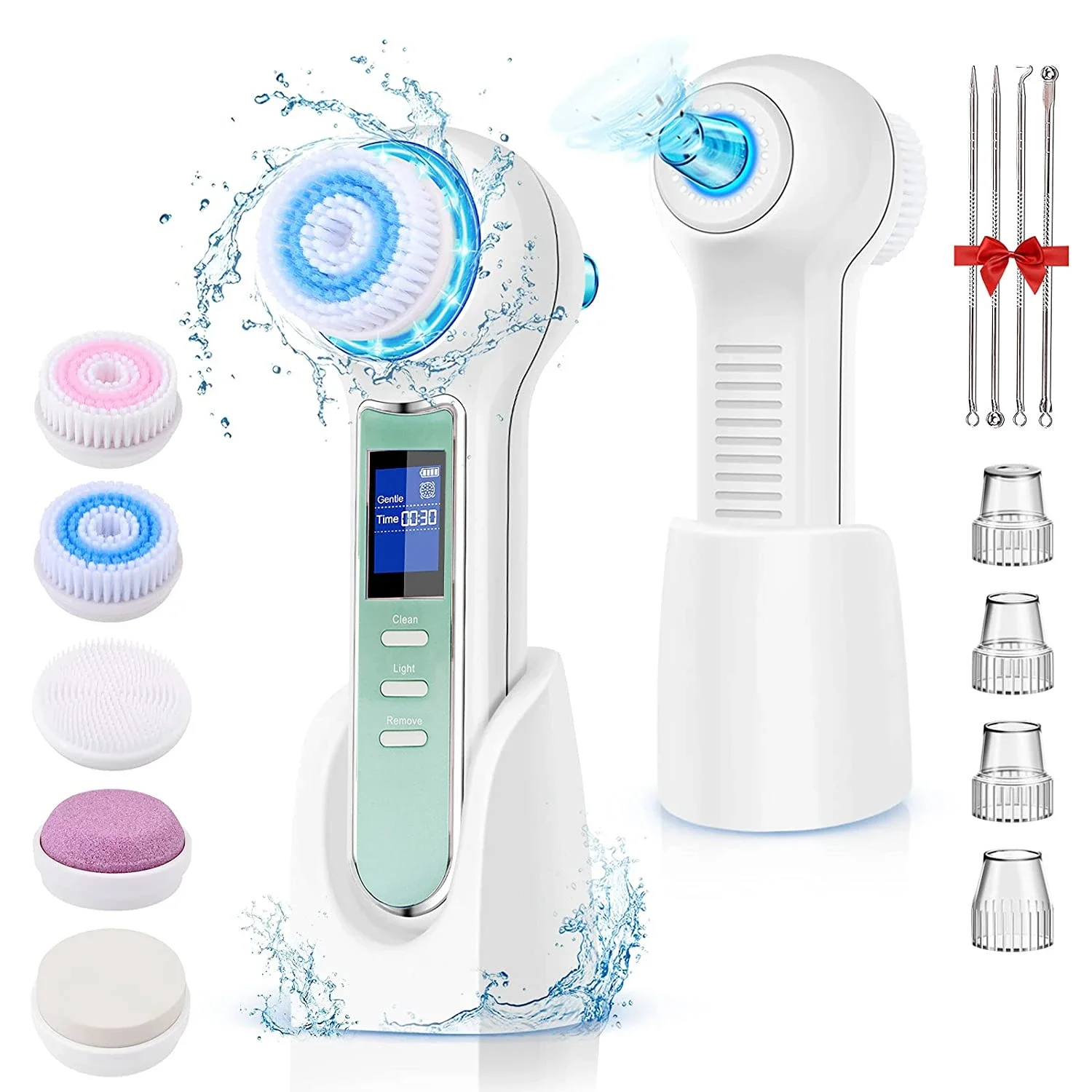 LCD Screen and Deep Pore Cleansing Rechargeable Facial Cleansing Brush Blackhead Remover Vacuum