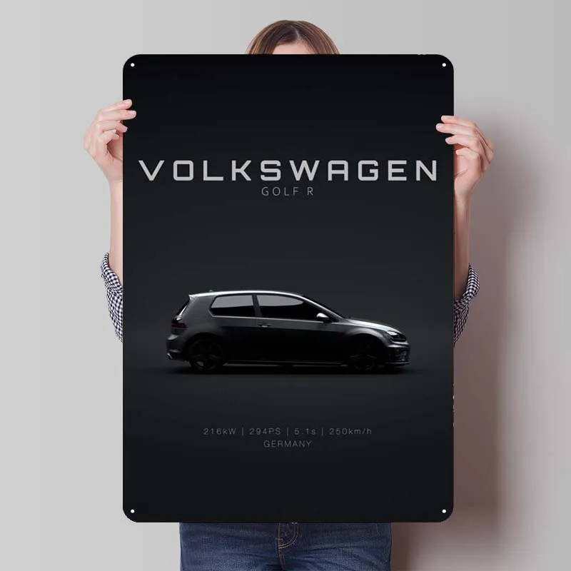 Volkswagen Golf R VII Sign Car Metal Poster Interior Metal Tin Signs for Wall Art Decoration Retro Vintage Home Decor Items Room