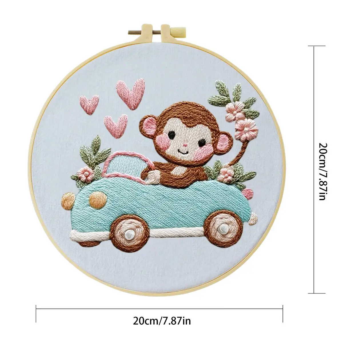 1 Stück 20X20CM/15X15CM 7,87/6,3 Zoll Tier - Affe Stickerei Starter-Kit DIY-Kit DIY-Stickerei-Set für Anfänger – Detail 3