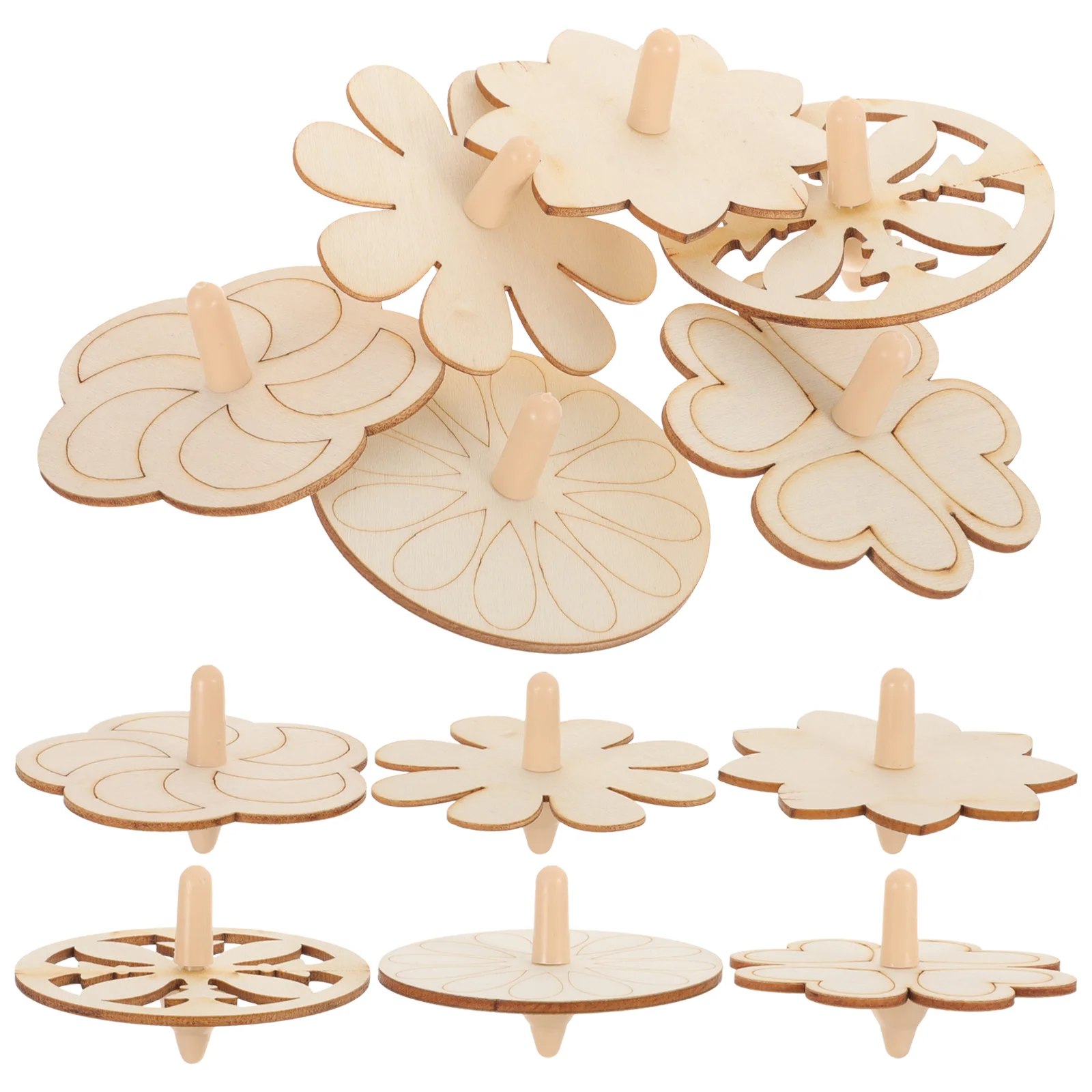 

12 Pcs Wooden Spinning Top Funny Gyro Playthings Childrens Toys Flight Kids Accessory Unfinished Portable Tops