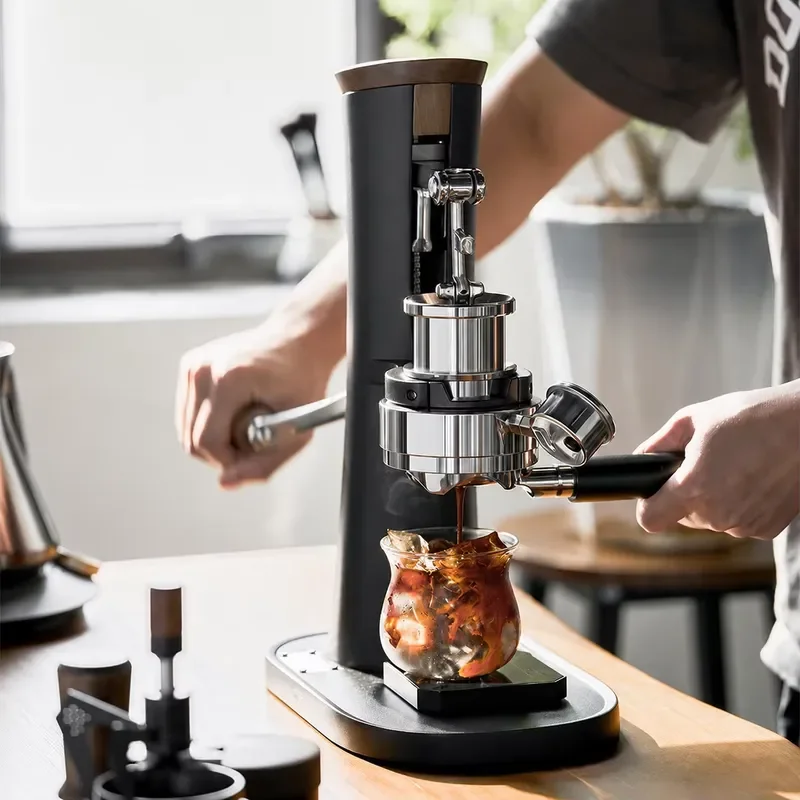 58mm Wooden Handle Manual Espresso Machine 18 Bar Pressure Commercial Coffee Maker Portable Travel Barista Tool Kit for Home
