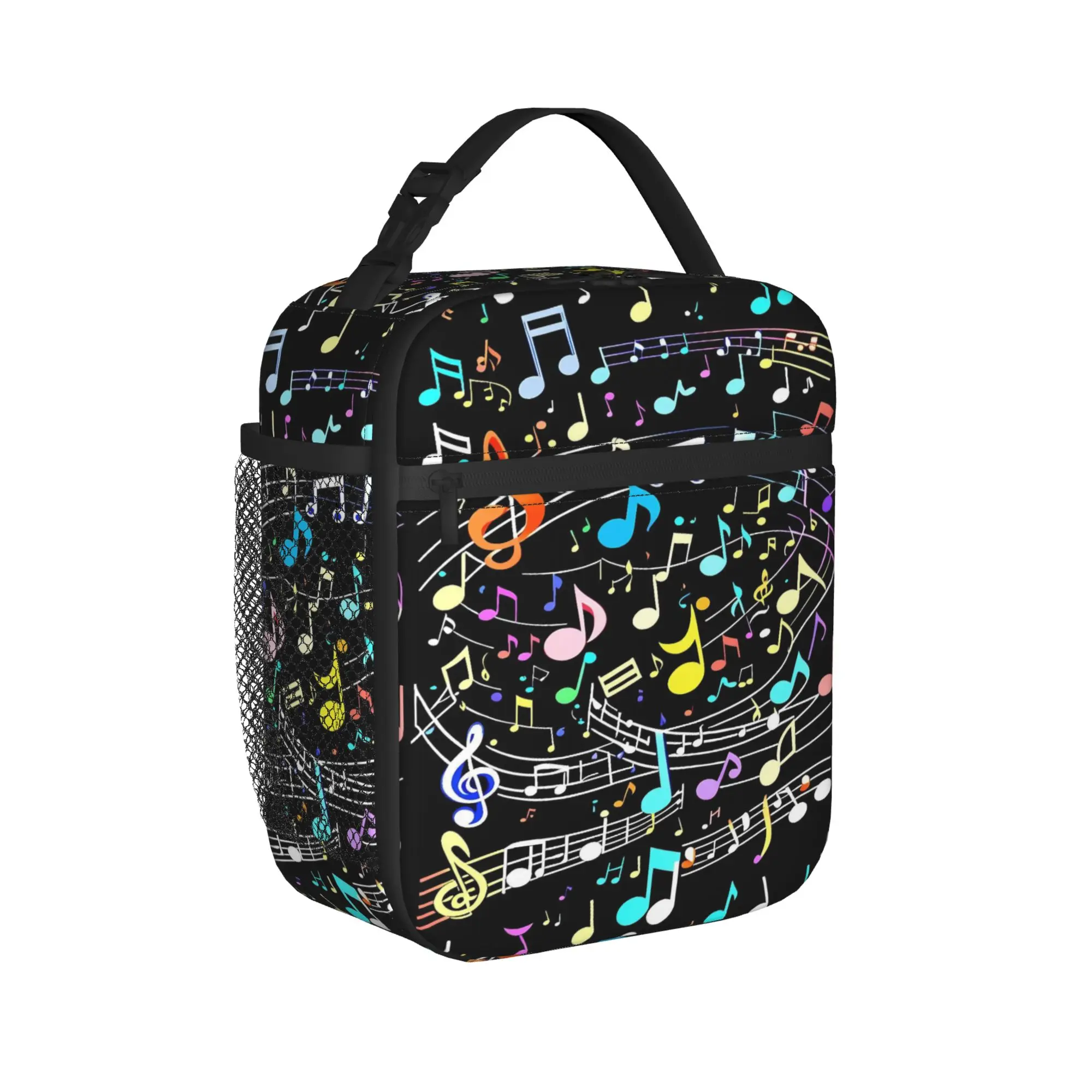 Rainbow Musical Lunch Bag For Women  Graphic Design Lunch Box Cute Travel Cooler Bag Portable Oxford Tote Food Bags