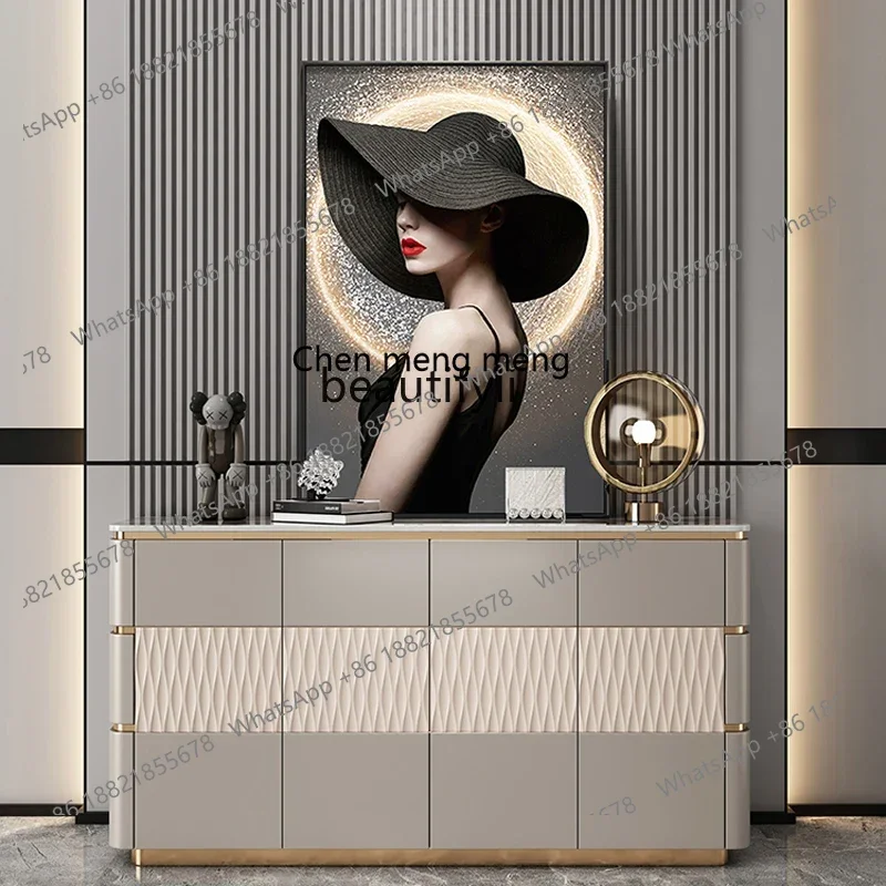 

D178 Light Luxury Stone Plate Sideboard Cabinet Post-Modern Simple Living Room Home Home Entrance Cabinet Wall Solid Wood Style