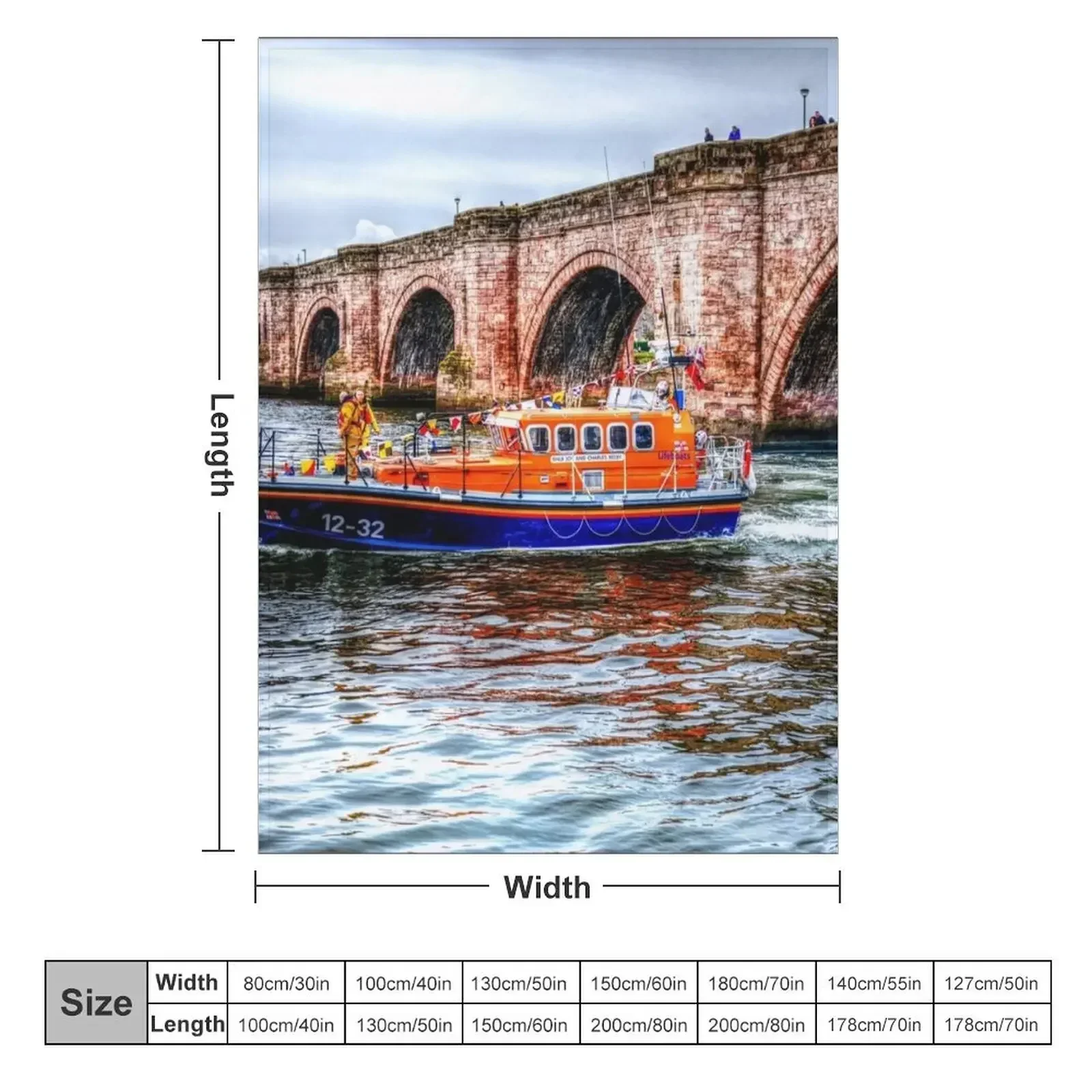 Berwick Upon Tweed RNLI Lifeboat And Old Bridge Throw Blanket Vintage Sleeping Bag Nap sofa bed Blankets