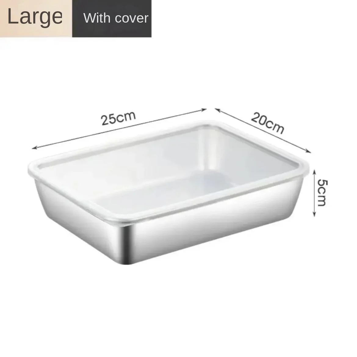 Thickened Square Plate Stainless Steel Rectangular Food Storage Pan With Lid Commercial Dish Tray Freshing Lunch Box Container