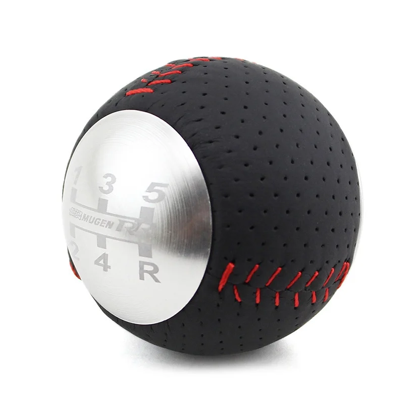JDM Mu Gen RR 5/6 Speed Leather Gear Shift Knob for HONDA CRZ Type R Civic FA5 FG2 SI BLACK & SILVER