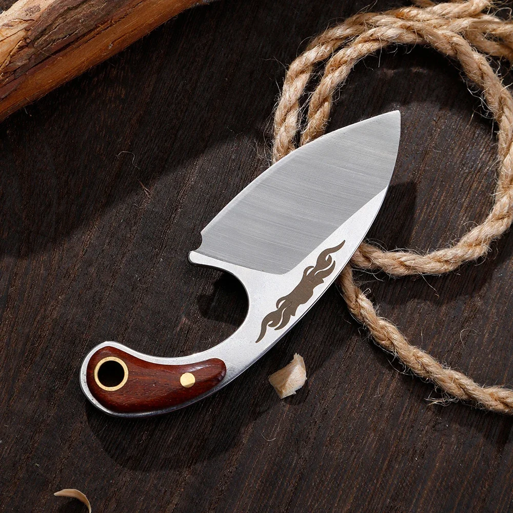 

Portable Fixed Blade Knife Stainless Steel Blade with Scabbard Keychain Accessory Outdoor Camping Cutting Tool Holiday Gift
