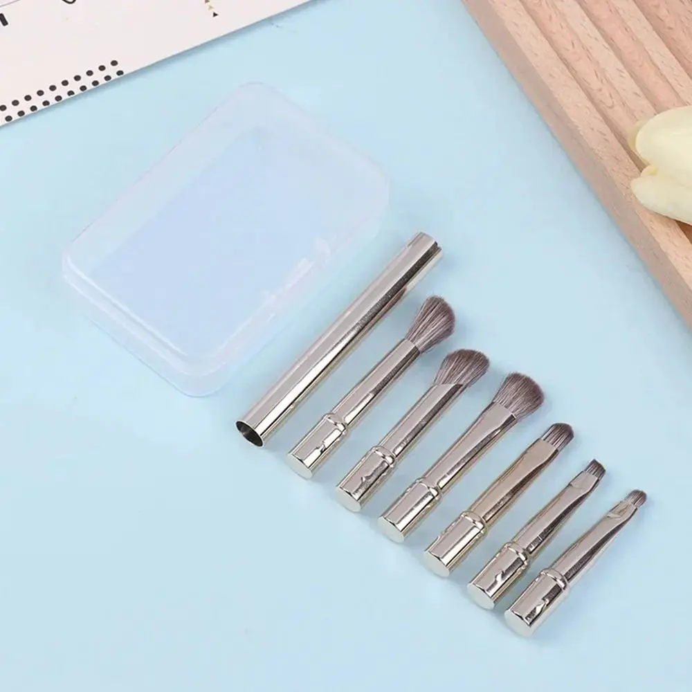 مجموعة فرش مكياج صغيرة مكونة من 6 قطع مع فرشاة كونسيلر كونتور للسفر قابلة للفصل وفرشاة ظلال العيون وفرشاة مكياج مزدوجة الأطراف #4