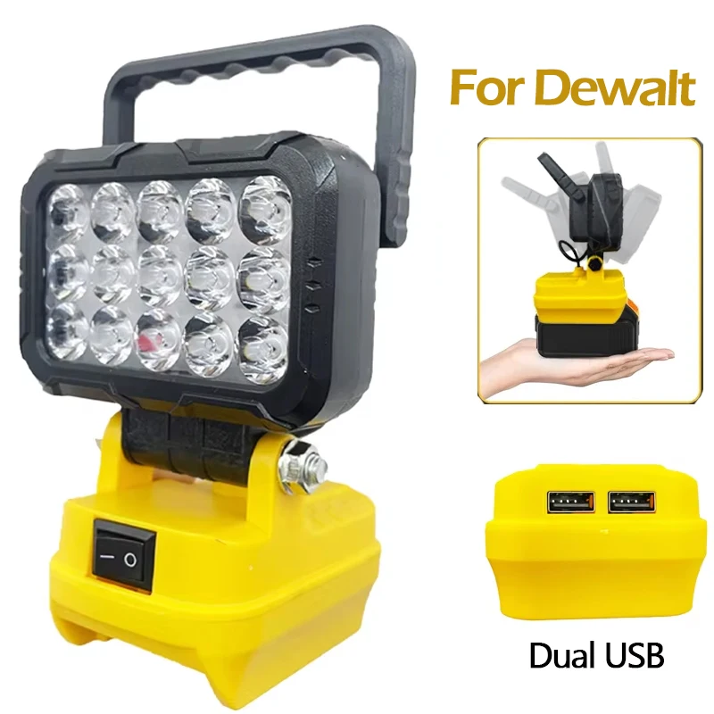 Led Light For Dewalt 18V Battery Portable Spotlight Cordless Outdoor Work Fishing Handheld Emergency Tool Lights No Battery