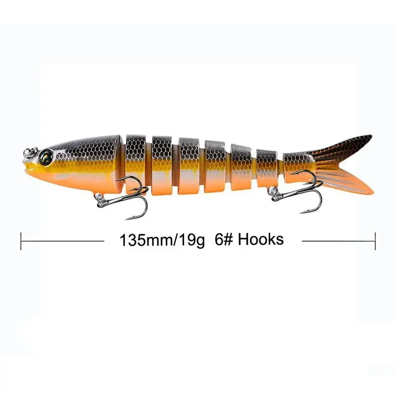 8 Segment Swimbait Fishing Lure 3pcs Set 135mm 19g Multi Jointed Slow Sinking Bionic 3D Eyes Fishing Tackles image 2