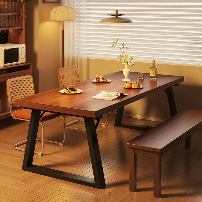 Walnut Rectangle Dining Table for Small Apartment Hotel Commercial Negotiation Chairs