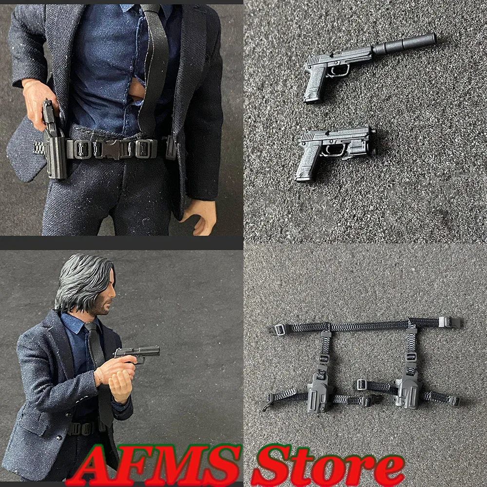 1/12 Maßstab Sammlerfigur HKUSP Taktische Version Gürtelholster Plastikspielzeug Kampfausrüstung Passend für 6-Zoll-Actionfiguren Soldat
