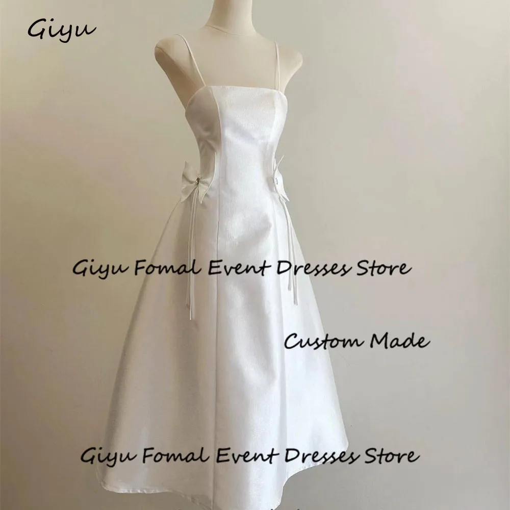 

Giyu Elegant Bow Korea Wedding Dress Photoshoot A-line Tea-Length Evening Gown Dress Summer Dress Birthday Party Dress