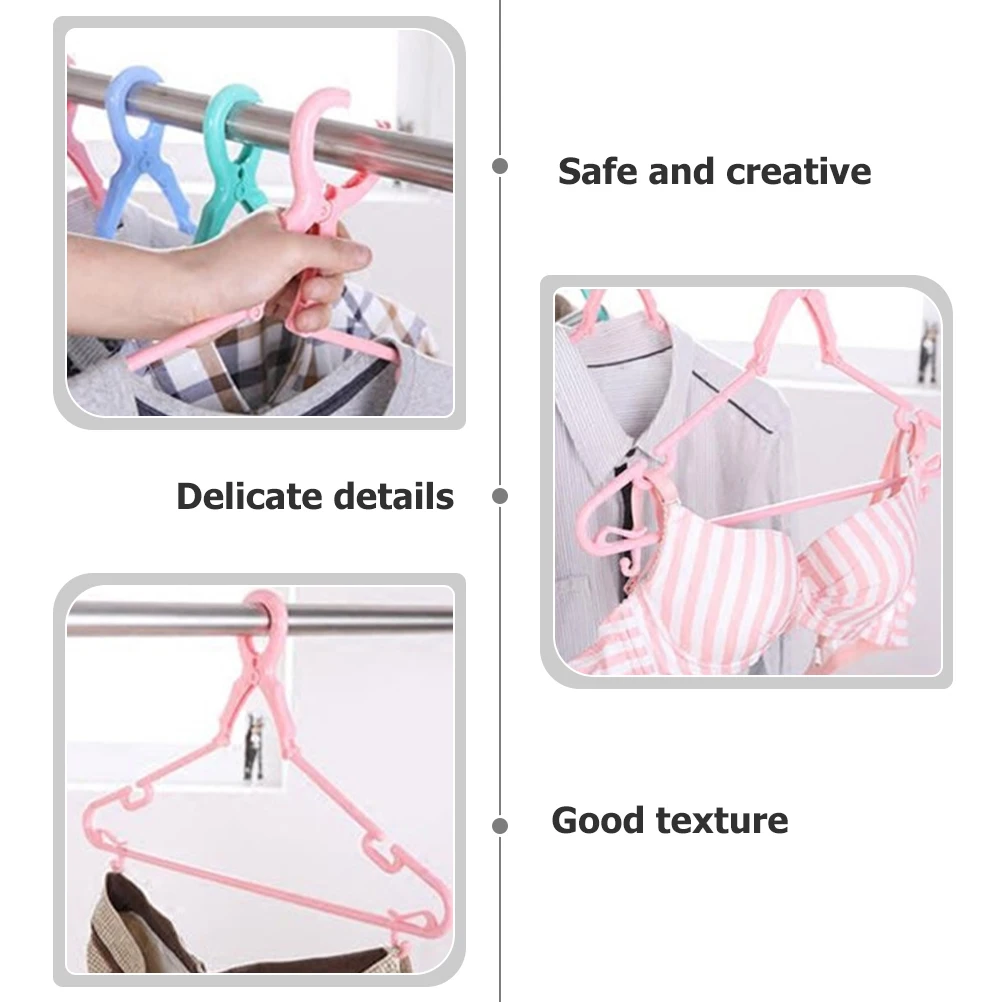 

5pcs Heavy Duty Plastic Clothes Hangers Windproof Hangers With Clips Multi-Function Household Hanger For Towels Vest Pants