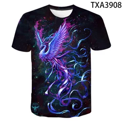 2020 New Summer Cool Men Women Children T Shirt 3D Blue Phoenix Bird Print Lovers T-shirt Boy Girl Kids Tops Harajuku Casual Tee