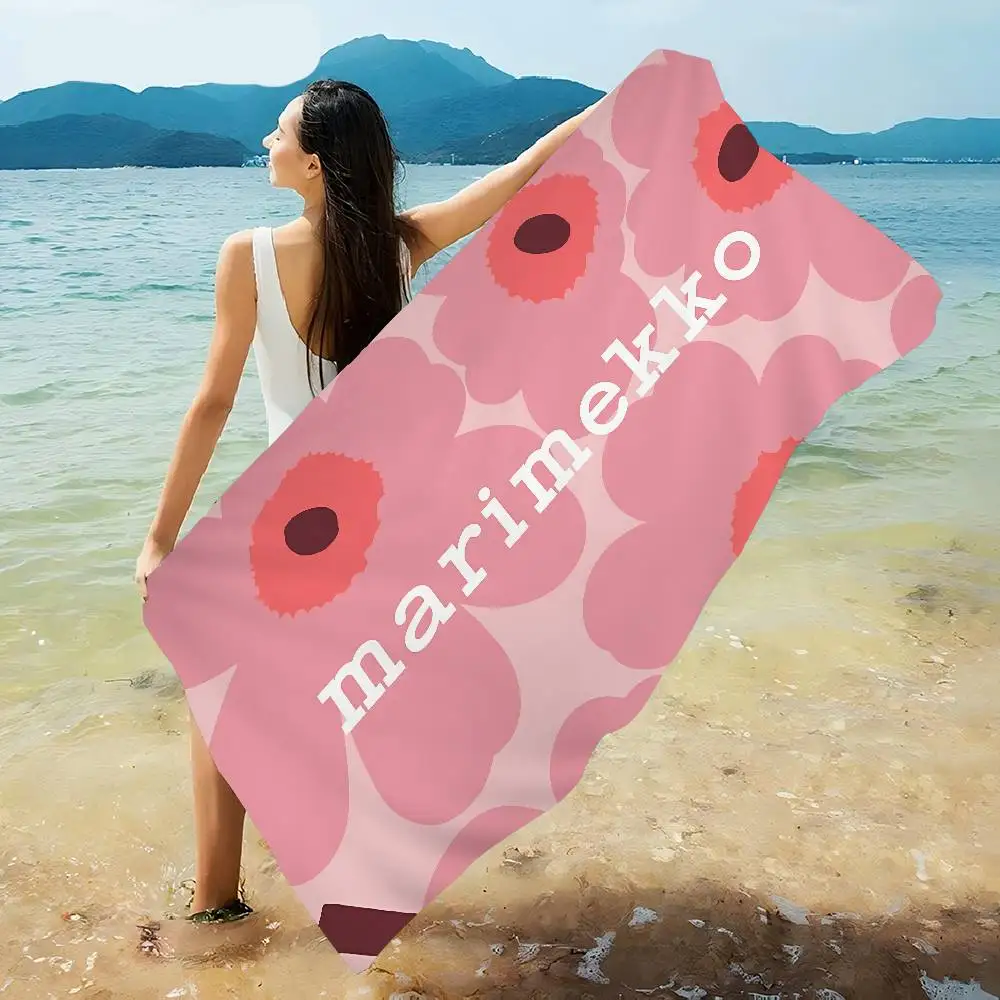 Marimekko-U-Unikko Flowers Toallas de playa grandes de microfibra, toalla de secado rápido, toallas de playa para arena, toalla de piscina para viajes, natación, yoga