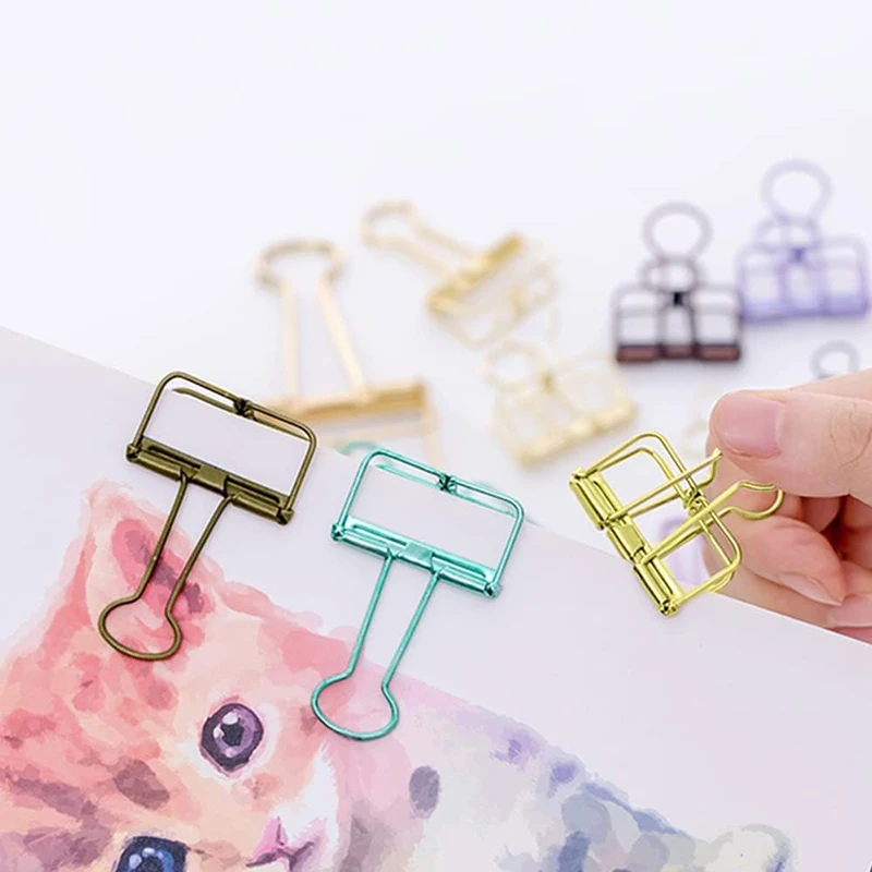 10Pcs Mini Paper Clip Black Sliver Binder Clips Page Holder Office Study Binder Clips Photo Clamp Office School Desk Organizer