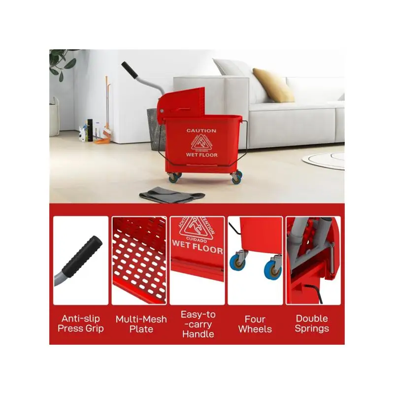 دلو تنظيف بعجلات - محمول ومريح لسهولة النقل