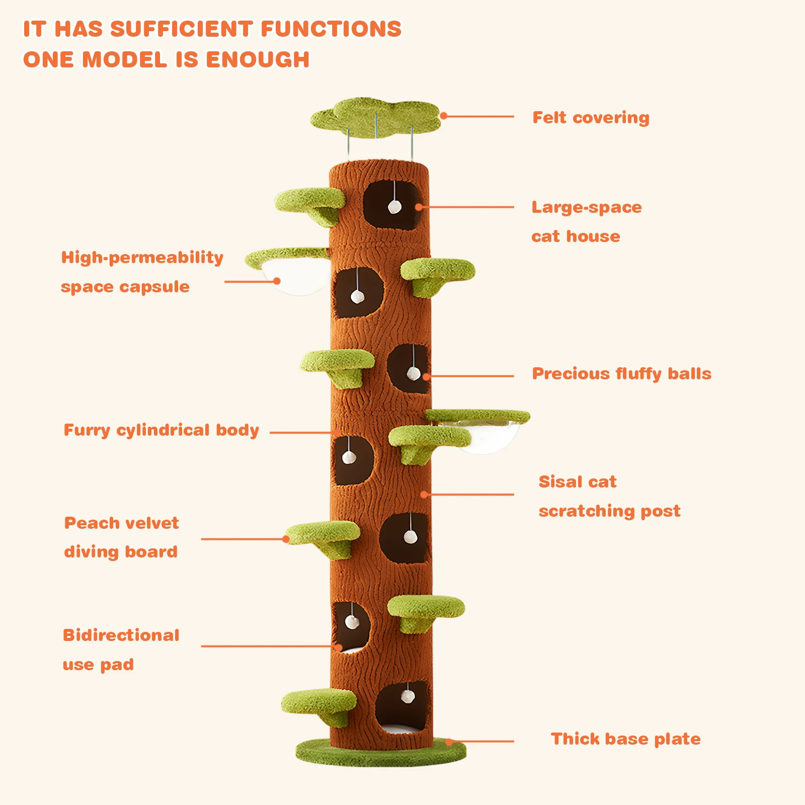 

Modern Cat Tower with Sisal Scratching Pad Tall Cat Tree Tower Super Large Cat Tree Tower for Indoor Cats Adults