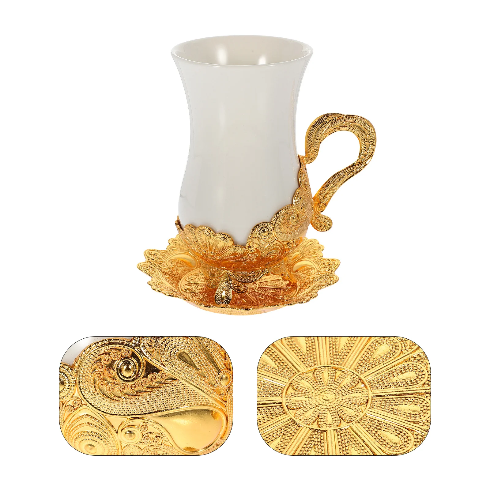 

1Set Turkish Coffee Cup Saucer Ceramic Mug Lace Design Elegant Dining Tableware Coffee Cup Saucer Set Ceramic Mug