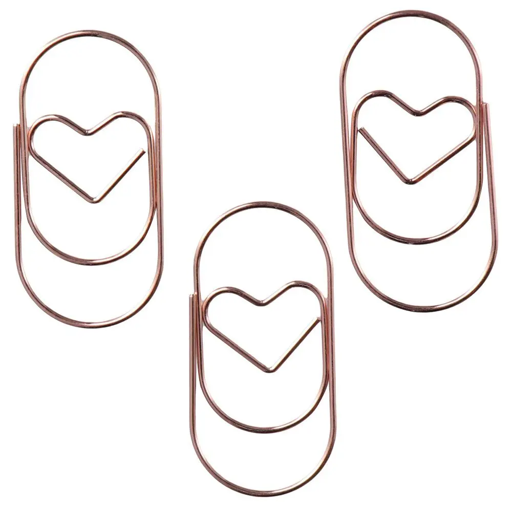 50Pcs Rose Gold Paper Clips Cute Metal Cat Memo Clips Set Creative Bookmark Home
