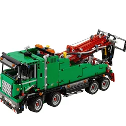 MOC-42008 Technology Electric Pneumatic Service Vehicle Trailer Building Block Creation Expert Adults Toys Teens Birthday Gift