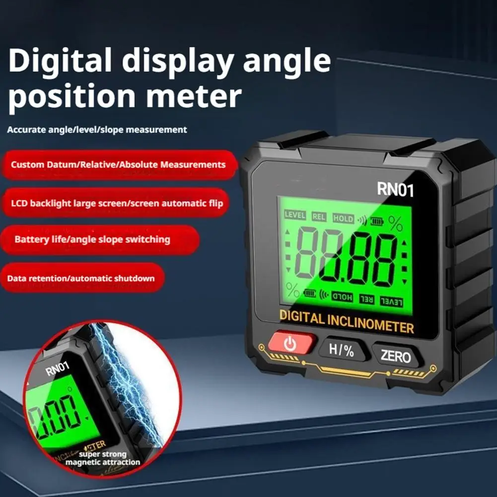 Mini Digital Level Meter Magnetic Base LCD Display Auto Power Off Relative Absolute Measurement Zero Setting Function Portable