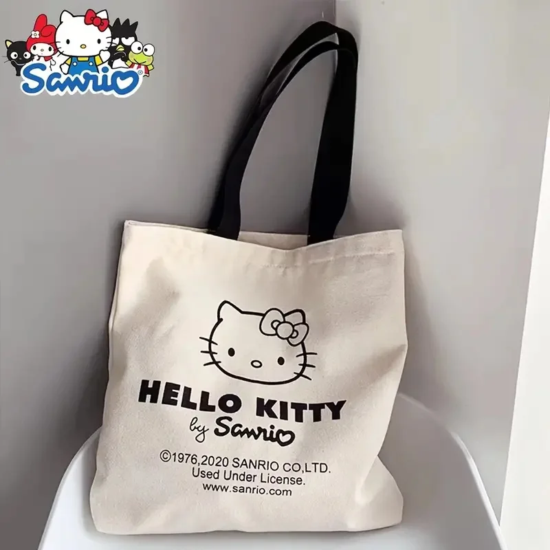 Torebka Sanrio hello kitty płócienna torba na ramię dziewczynka duża torba pojemność przechowywania moda torba na ramię na zakupy prezent dla