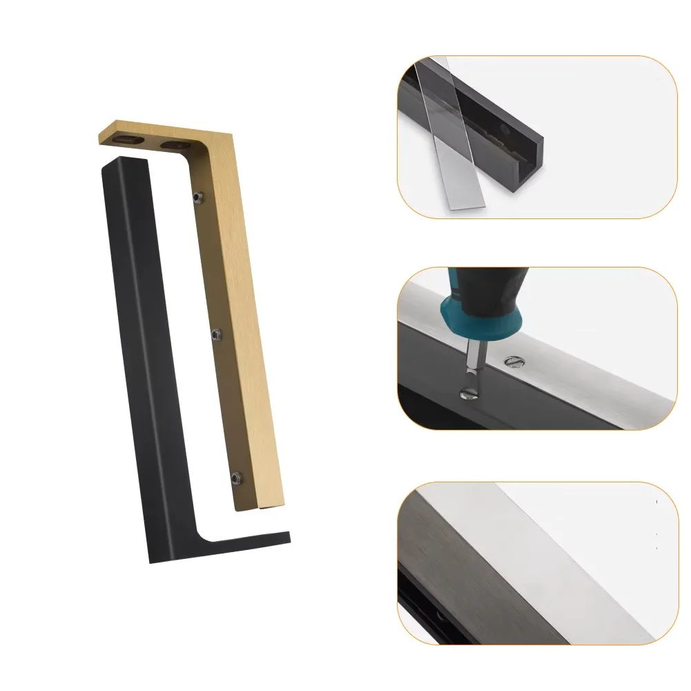 1Piece Cast SUS304  Wall Mount L Glass Fixing Bracket Swaying Prevention For Shower Enclosure Cubicle Gold Grey Black Mirror