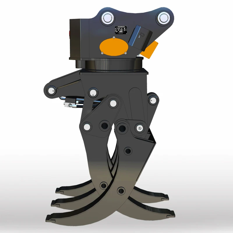 Double Cylinder Wood Grab Wear Resistant Alloy Steel Rotating For 10 To 15 Ton Excavator Forestry
