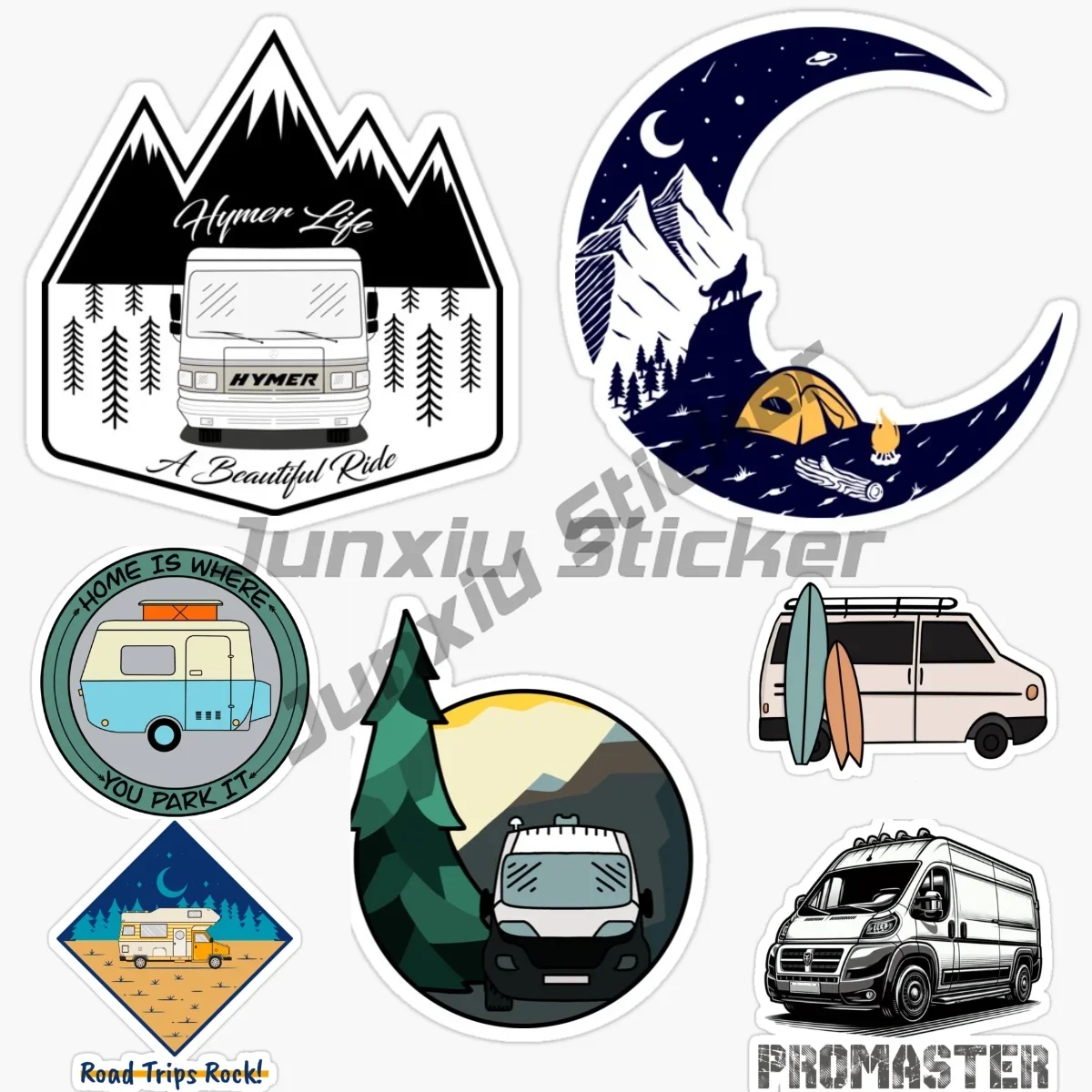 VAN LIFE ADVENTURE HAPPY CAMPER Car Sticker Accessories Car Styling Vinyl Waterproof Self-adhesive Decal