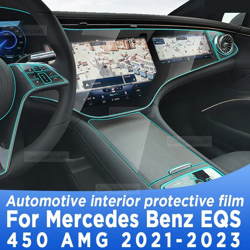 

For Mercedes Benz EQS AMG 450 2021-2023 Gearbox Panel Navigation Screen Automotive Interior TPU Protective Film Anti-Scratch