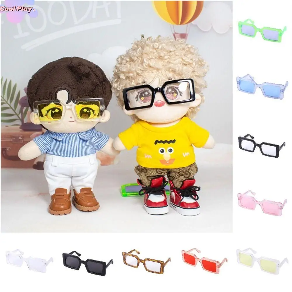 

9cm Miniature Doll Sunglasses Square Cartoon Plush Doll Glasses Plastic Miniature Square Doll Eyeglasses Cotton Stuffed Doll