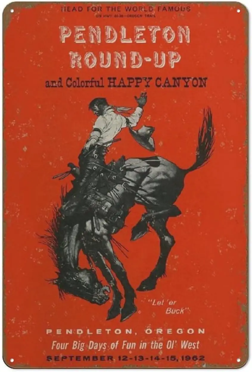Tin Sign 8x12inch Pendleton Round Up Rodeo Vintage Poster Retro Farmhouse Decor Wall Art Decor Home Improvement good sign sign