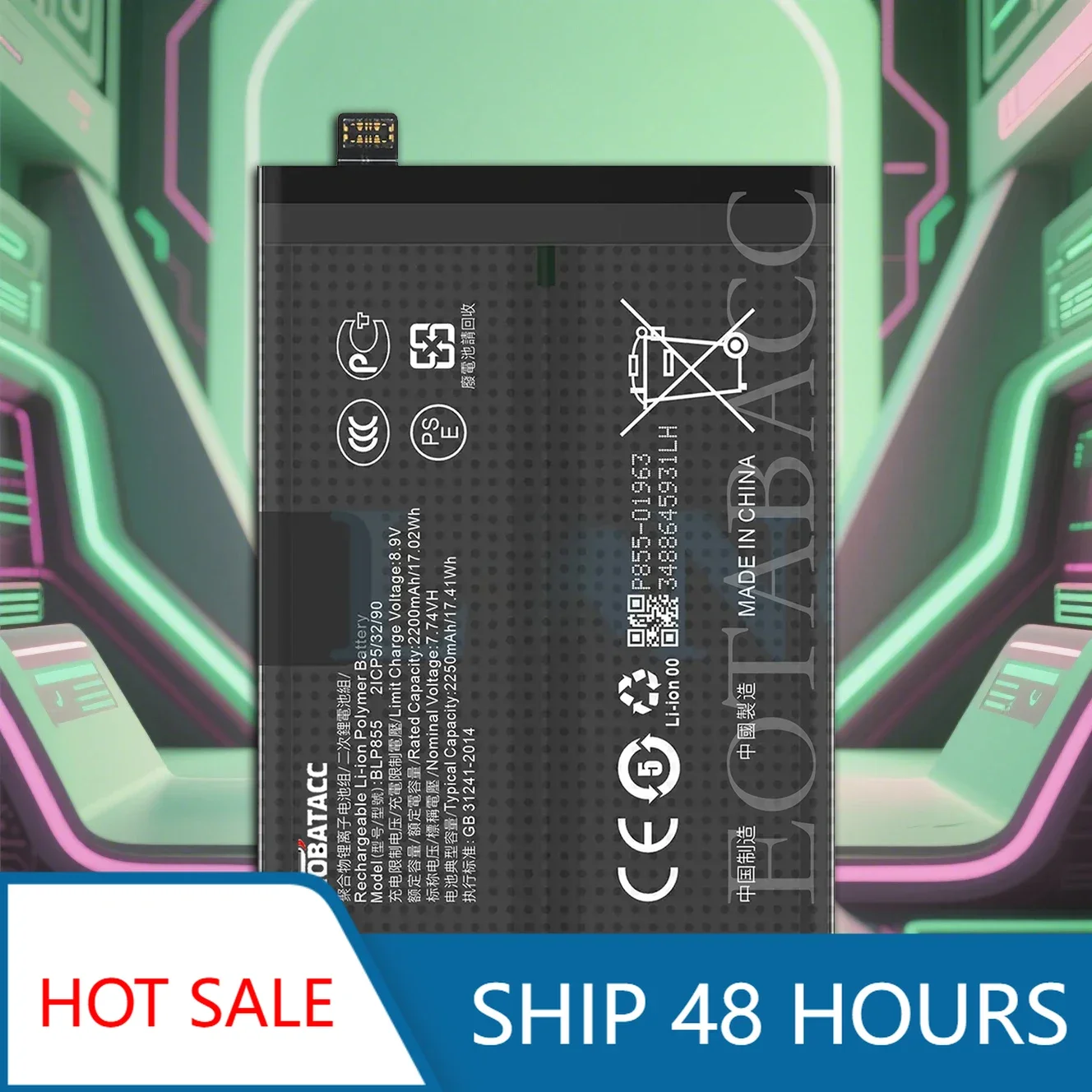 2025 Years EOBATACC 100% New New BLP855 Battery 4500mAh For OPPO Reno 6 Reno6 Pro 5G Mobile Phone+Free Tools