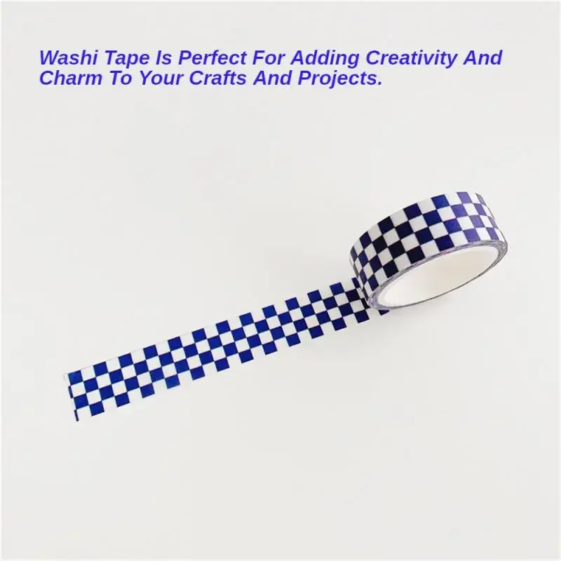 Ins Blue Plaid Washi Tape Simple Style Thank English Sealing Sticker Student Creative Stationery Masking Decorative Tape