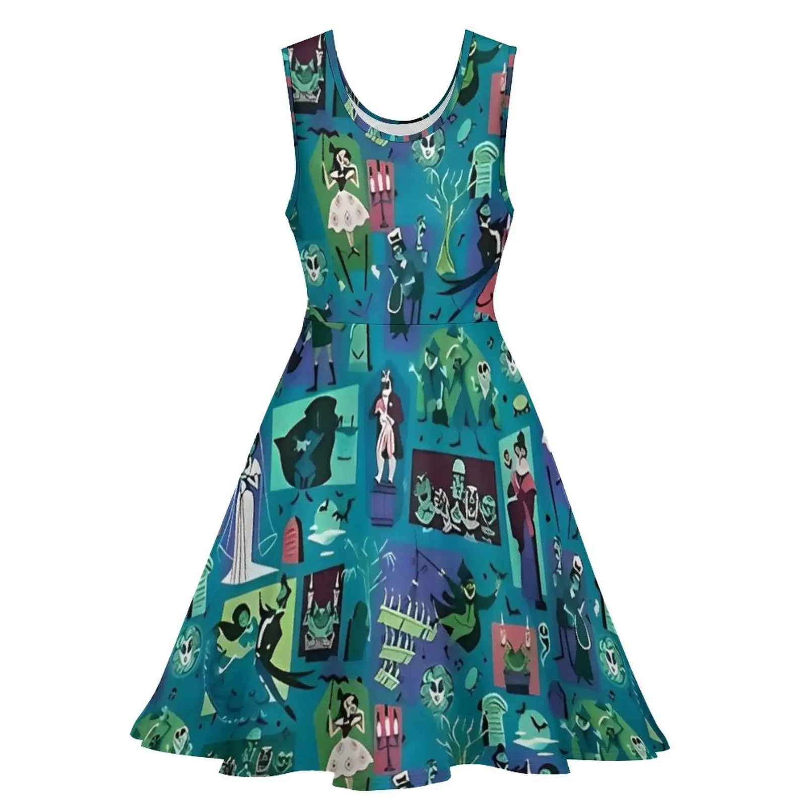 New Haunted Mansion Dress Halloween Sexy Dresses Sleeveless Street Fashion Oversize Skate Dress Women Design Clothes